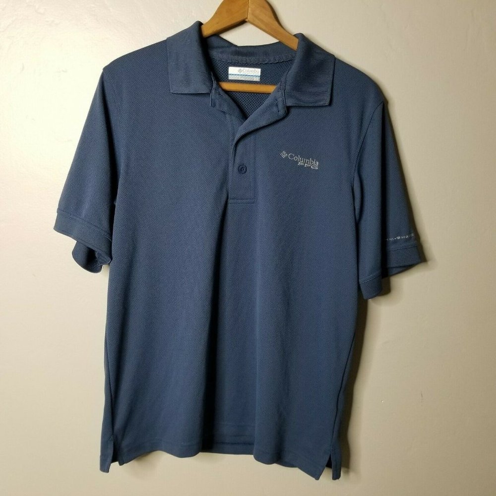 Columbia PFG Mens Sm Blue Polo Shirt Short Sleeve Omni-Shade